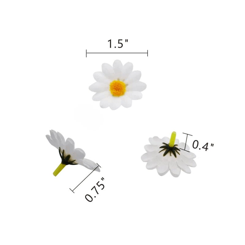 KnR Harmony Artificial Daisy Heads 100pcs Fake Daisy Petals White Gerbera Daisies Flowers Head for DIY Garland Craft Birthday Wedding Party Easter Bonnet Home Decoration - Image 2